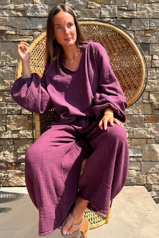 Santos Cushion Cotton Heathcliff Blouse Aubergine?